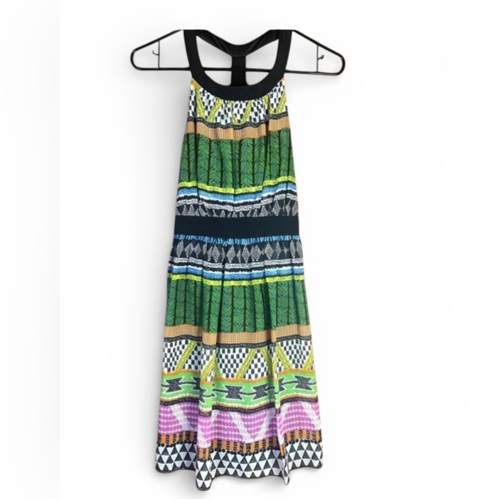 Ruby Rox Sleeveless T-Back Dress Multi-color Horizontal Geometrical Sz Small